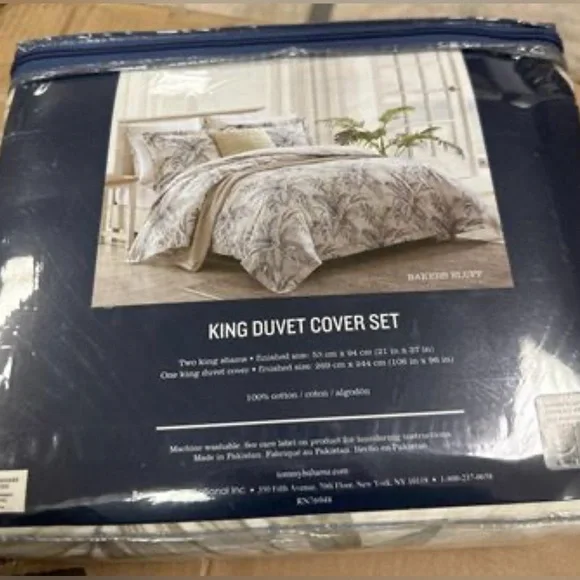 Tommy Bahama Bakers Bluff Blue Cotton Reversible Duvet Cover Set Full - … - Picture 7 of 9